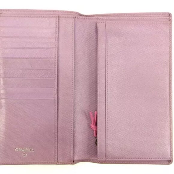 Chanel Wallet Purse Long Wallet Coco Button Purple Woman Authentic - Picture 4 of 6